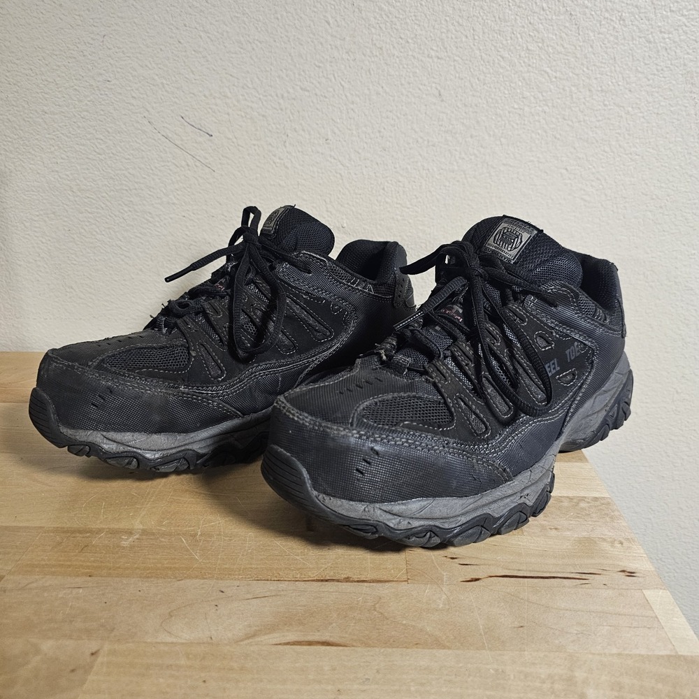 Skechers Steel Toe Work Shoes 77055W 4E Extra Wide Width Memory Foam Mens Sz 9 - Picture 1 of 12